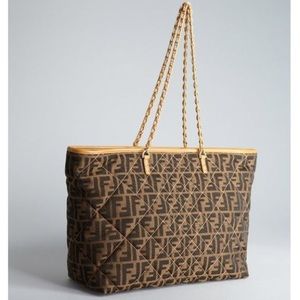 Fendi Tan Quilted Zucca Canvas Tote
